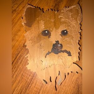 Yorkie Dog wooden wall hanging carving dog art 8 inch